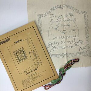 Home Needlecraft Creations Vtg Stamped Linen Embroidery Kit 'Joy of Life' Better